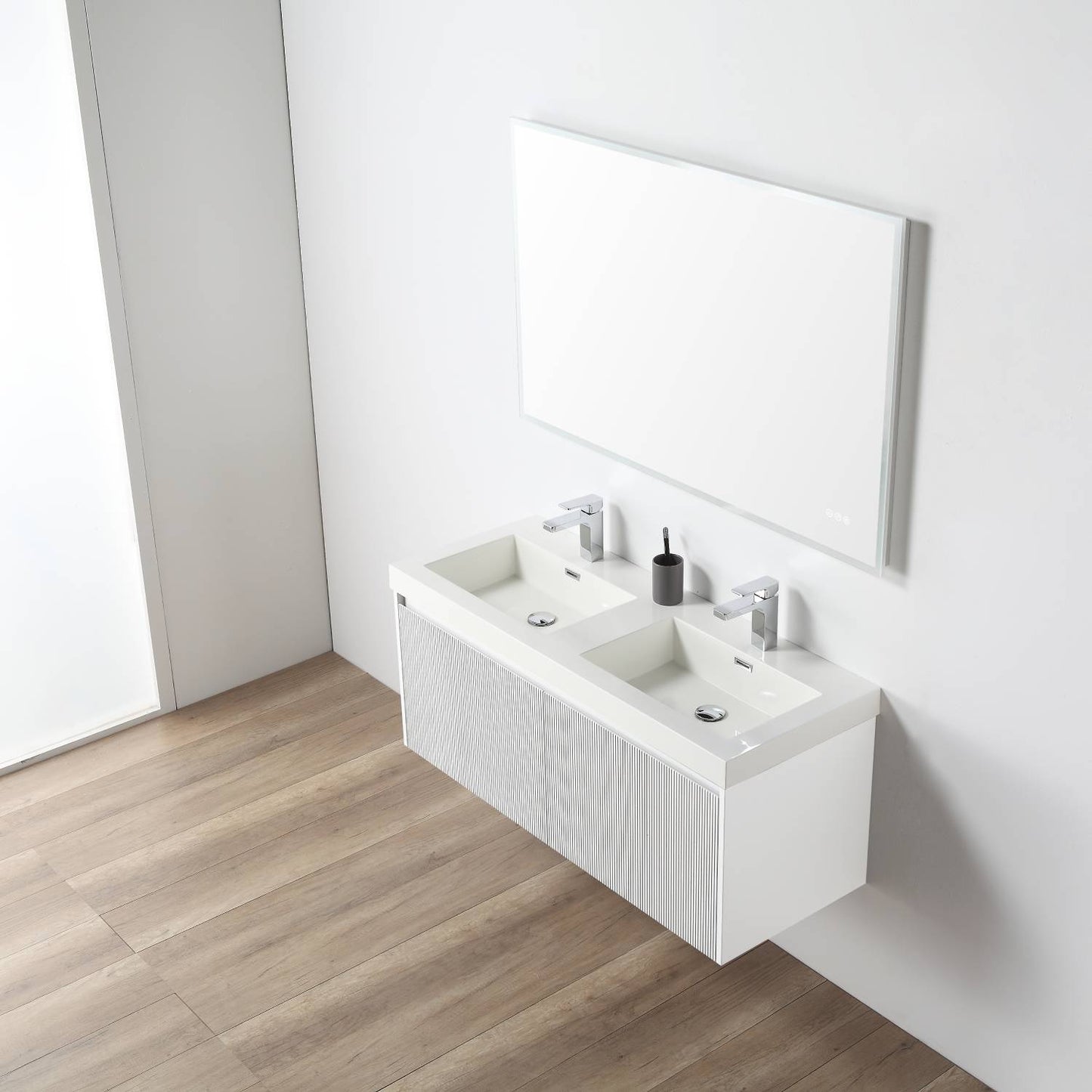Positano 48" Floating Bathroom Vanity with Double Acrylic Sinks - Matte White