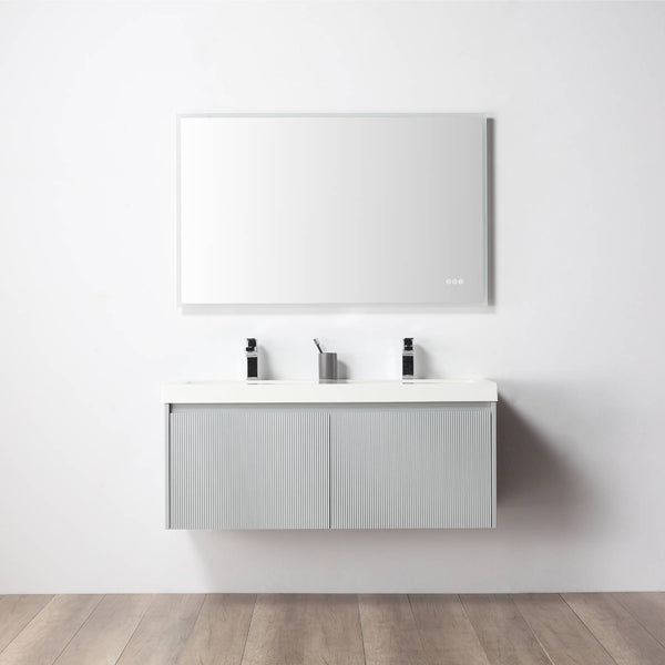 Positano 48 Floating Bathroom Vanity with Double Acrylic Sinks - Light Grey