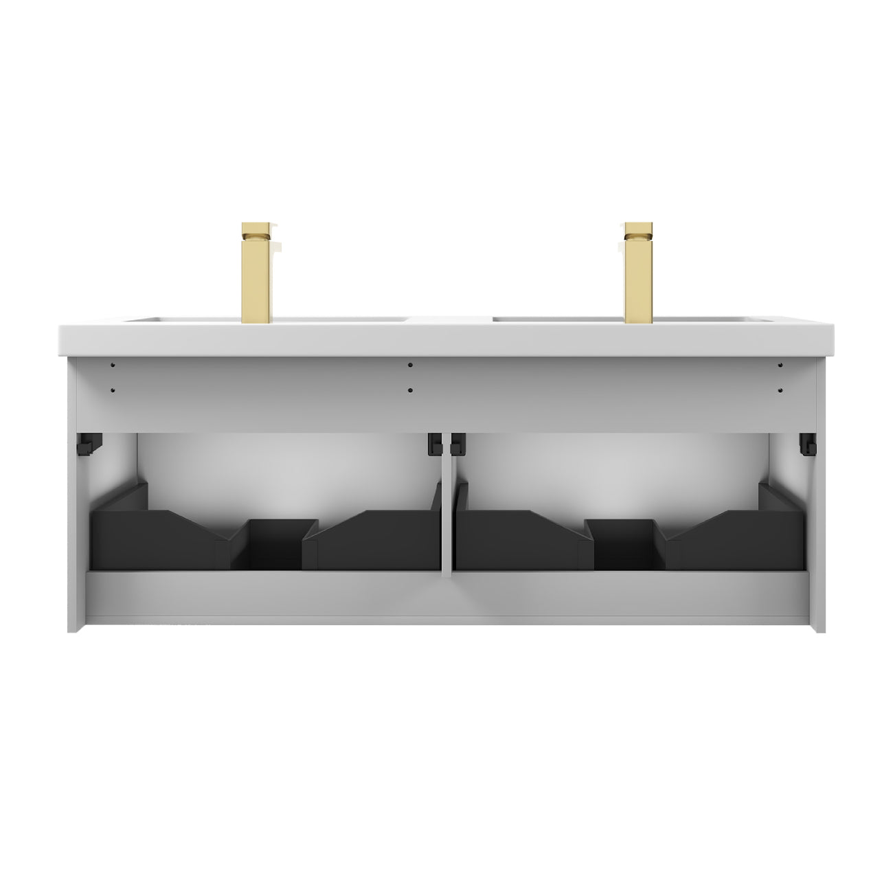 Positano 48" Floating Bathroom Vanity with Double Acrylic Sinks - Light Grey