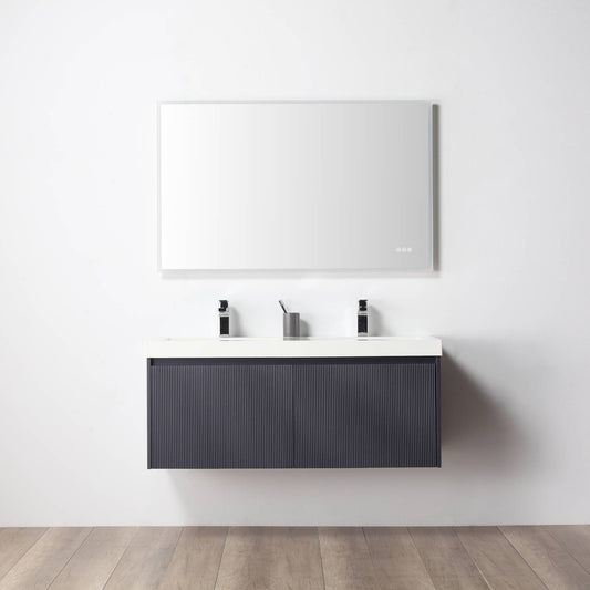 Positano 48" Floating Bathroom Vanity with Double Acrylic Sinks - Night Blue