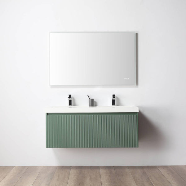Positano 48 Floating Bathroom Vanity with Double Acrylic Sinks - Aventurine Green