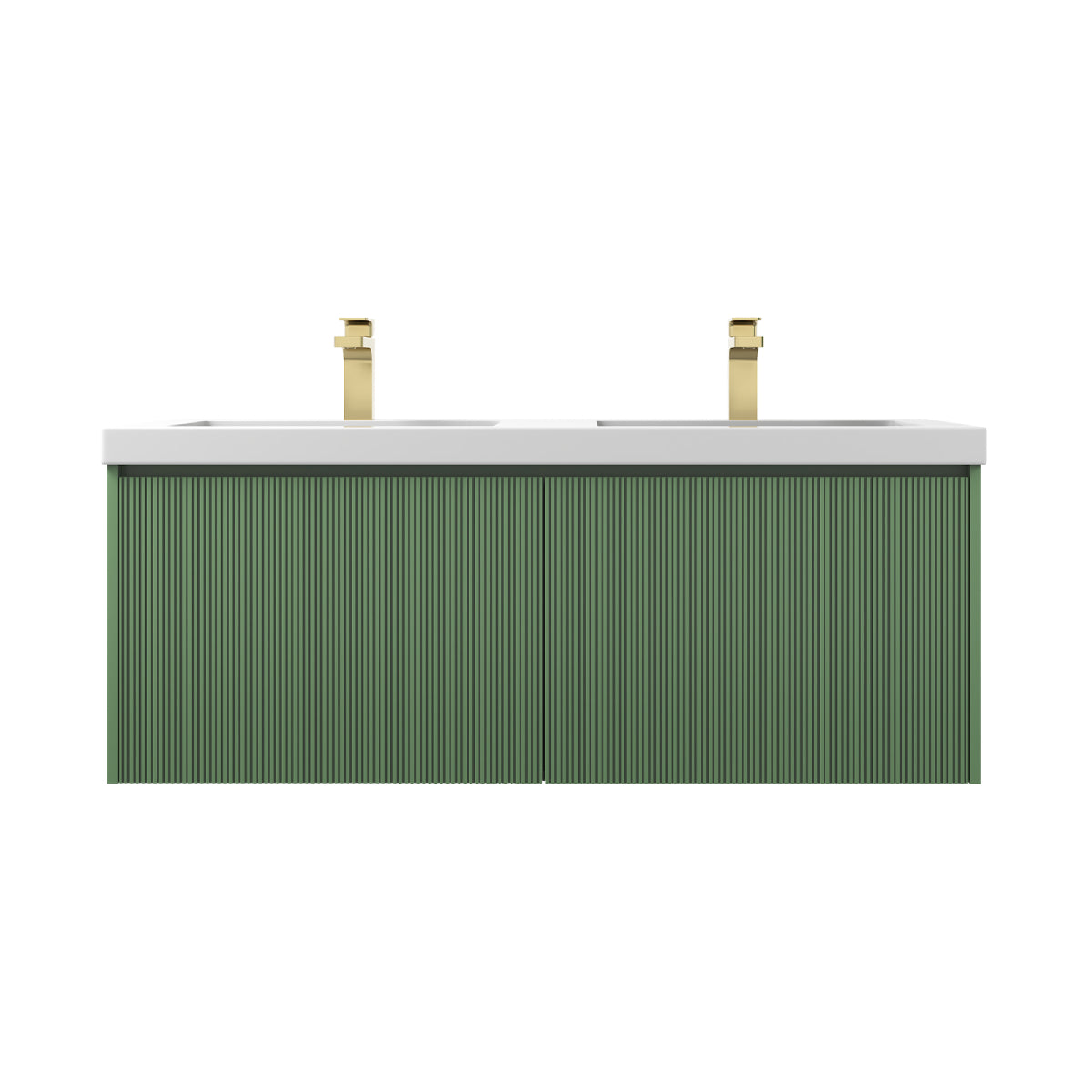 Positano 48" Floating Bathroom Vanity with Double Acrylic Sinks - Aventurine Green