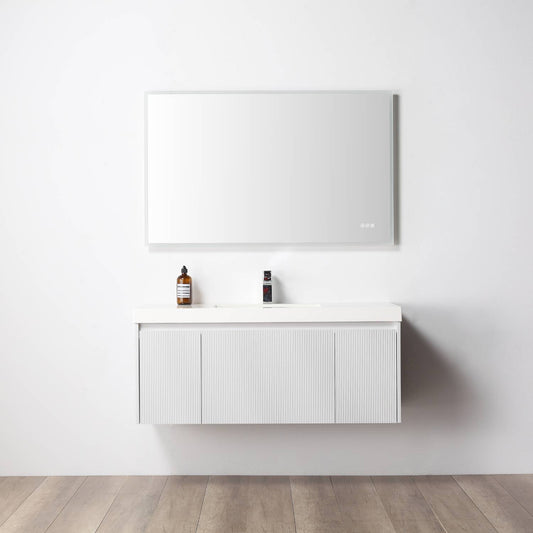 Positano 48" Floating Bathroom Vanity with Single Acrylic Sink - Matte White