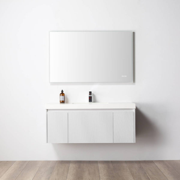 Positano 48 Floating Bathroom Vanity with Single Acrylic Sink - Matte White