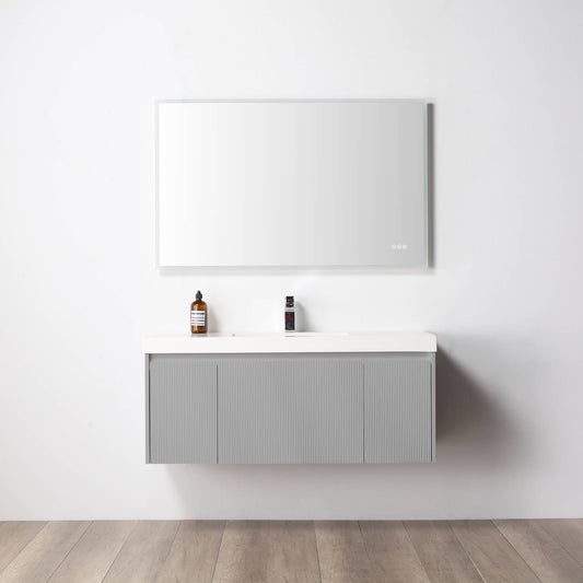 Positano 48" Floating Bathroom Vanity with Single Acrylic Sink - Light Grey