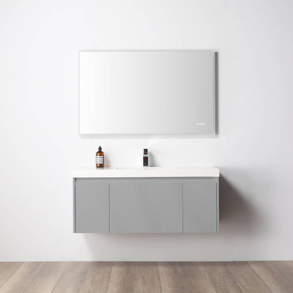 Positano 48 Floating Bathroom Vanity with Single Acrylic Sink - Light Grey