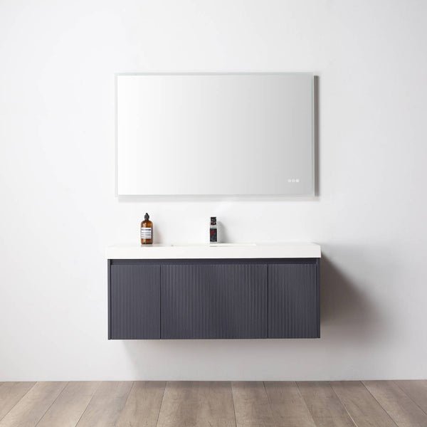 Positano 48 Floating Bathroom Vanity with Single Acrylic Sink - Night Blue