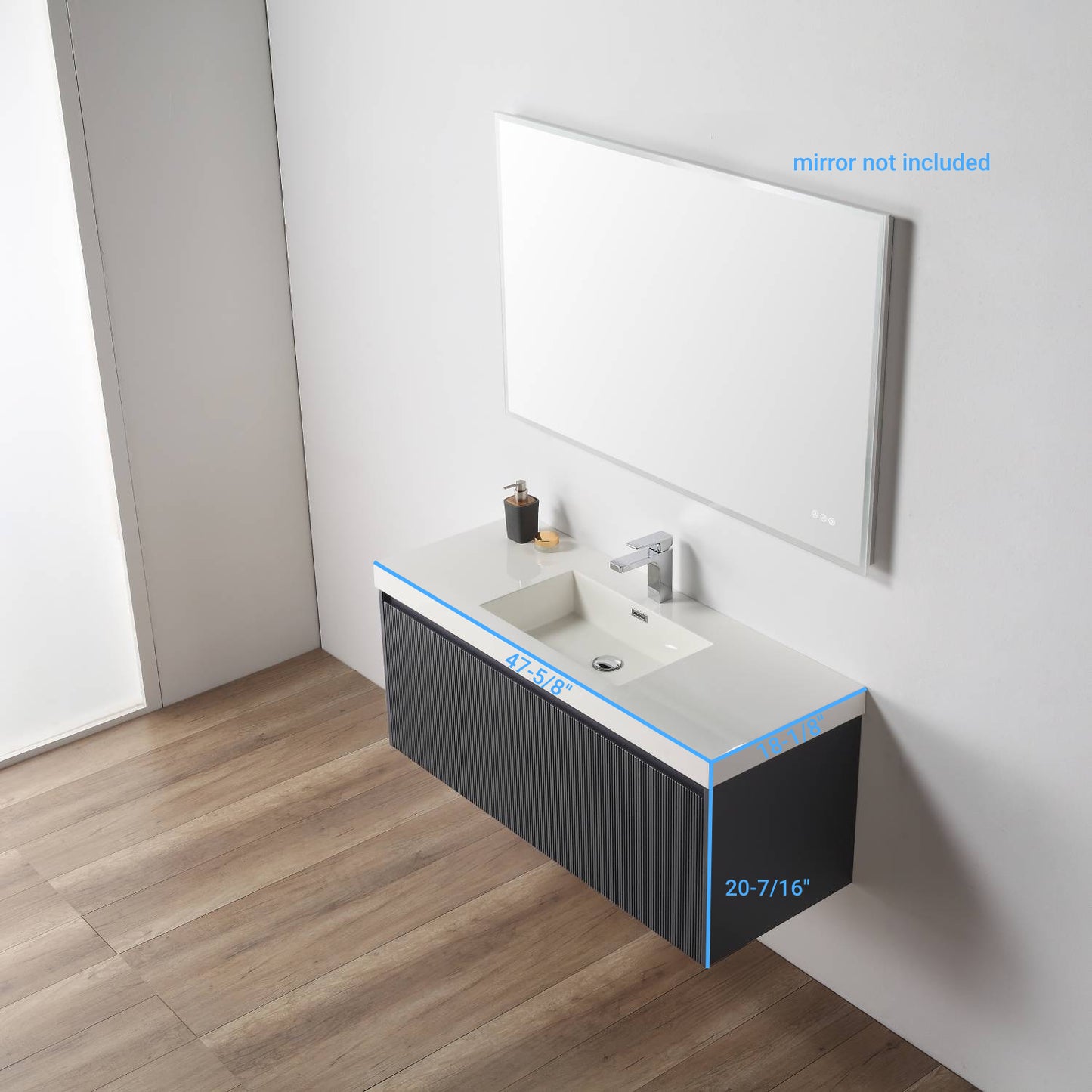 Positano 48" Floating Bathroom Vanity with Single Acrylic Sink - Night Blue