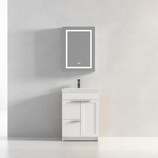 Hannover 24" Freestanding Bathroom Vanity with Acrylic Sink - Matte White