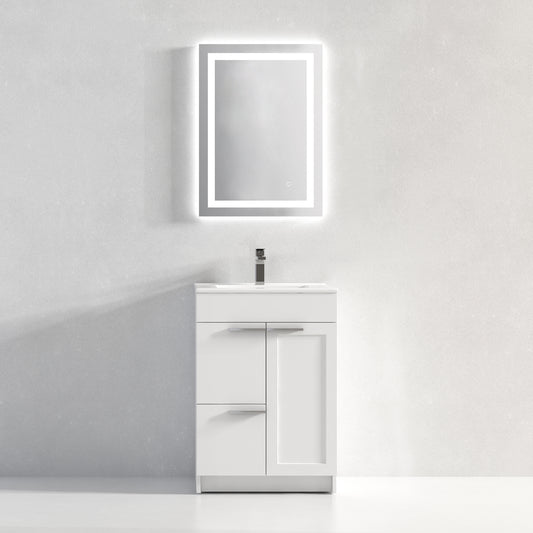 Hannover 24" Freestanding Bathroom Vanity with Ceramic Sink - Matte White