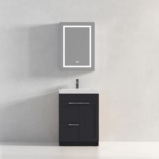 Hannover 24" Freestanding Bathroom Vanity with Acrylic Sink - Charcoal