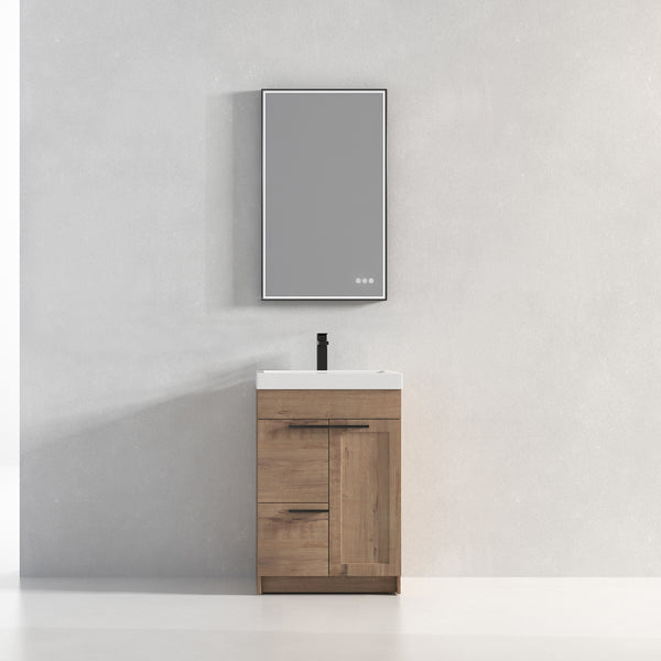 Hannover 24 Freestanding Bathroom Vanity with Acrylic Sink - Classic Oak