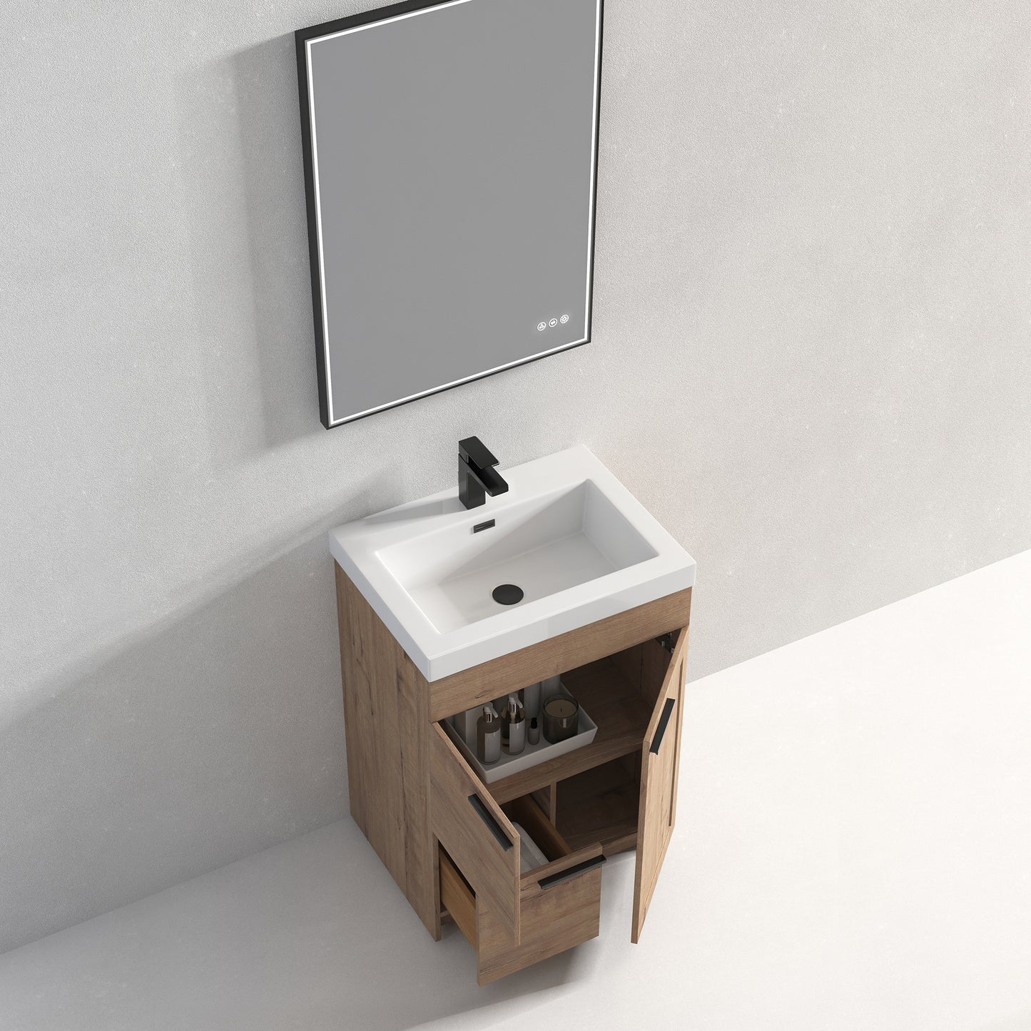 Hannover 24" Freestanding Bathroom Vanity with Acrylic Sink - Classic Oak