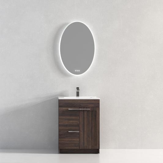 Hannover 24" Freestanding Bathroom Vanity with Ceramic Sink - Cali Walnut