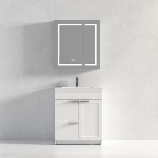 Hannover 30" Freestanding Bathroom Vanity with Acrylic Sink - Matte White