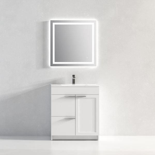 Hannover 30 Freestanding Bathroom Vanity with Ceramic Sink - Matte White