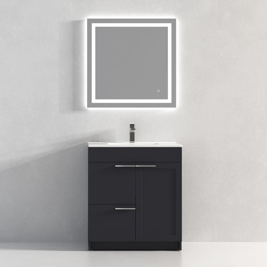 Hannover 30" Freestanding Bathroom Vanity with Ceramic Sink - Charcoal