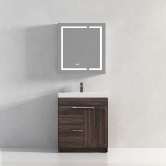 Hannover 30" Freestanding Bathroom Vanity with Acrylic Sink - Cali Walnut