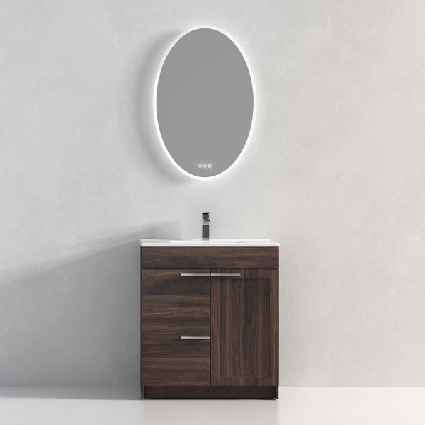 Hannover 30 Freestanding Bathroom Vanity with Ceramic Sink - Cali Walnut