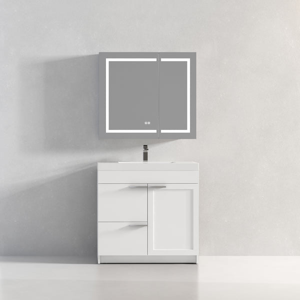 Hannover 36 Freestanding Bathroom Vanity with Acrylic Sink - Matte White
