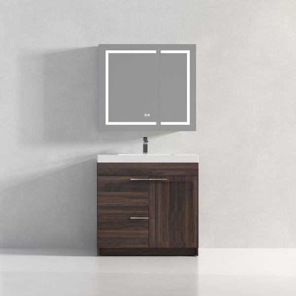 Hannover 36 Freestanding Bathroom Vanity with Acrylic Sink - Cali Walnut