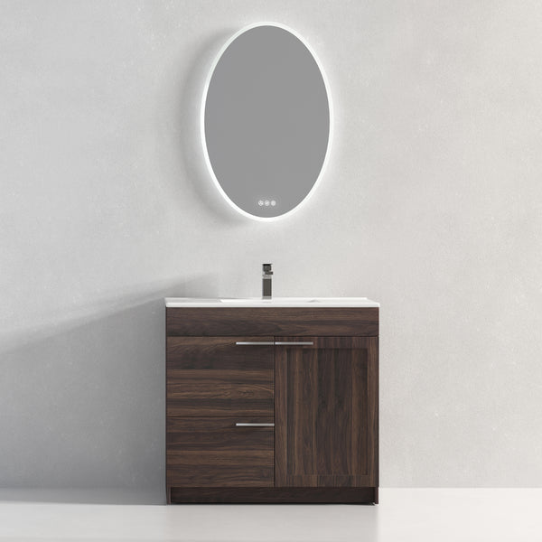 Hannover 36 Freestanding Bathroom Vanity with Ceramic Sink - Cali Walnut