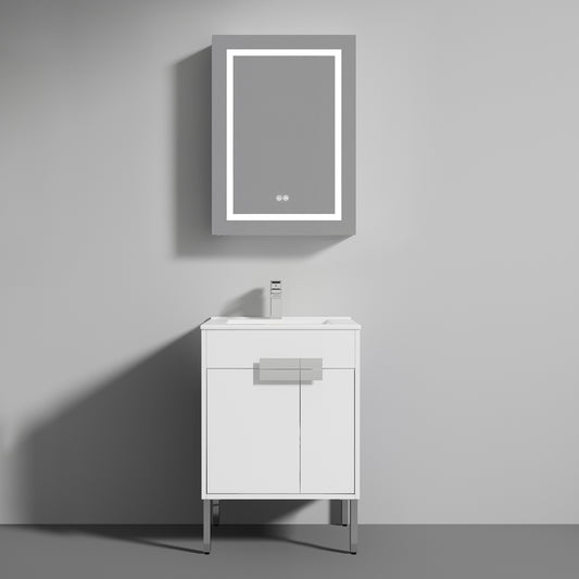 Bari 24" Freestanding Bathroom Vanity with Sink - Matte White