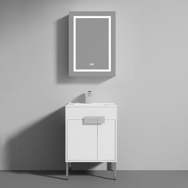 Bari 24 Freestanding Bathroom Vanity with Sink - Matte White