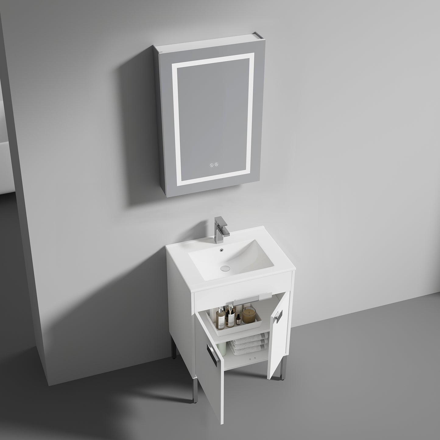 Bari 24" Freestanding Bathroom Vanity with Sink - Matte White