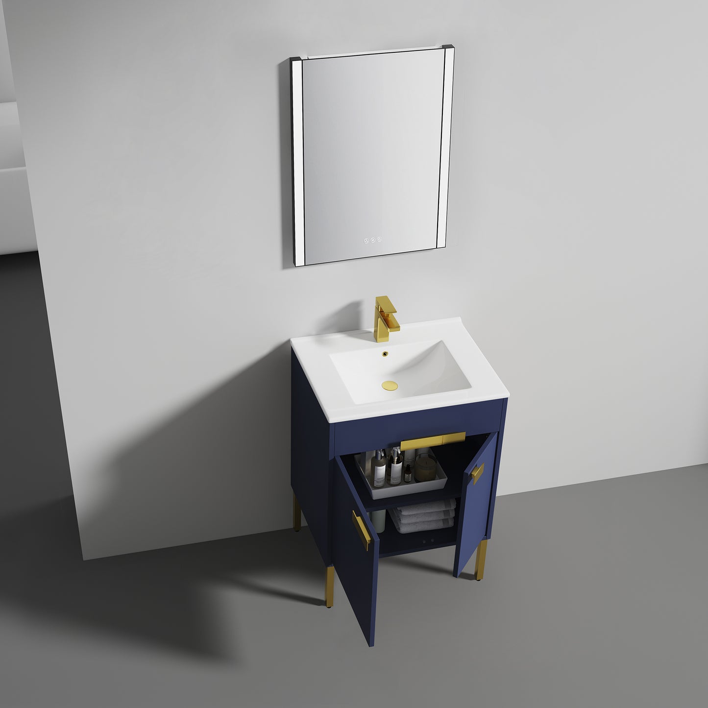 Bari 24" Freestanding Bathroom Vanity with Sink - Navy Blue
