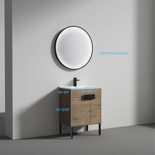 Bari 24" Freestanding Bathroom Vanity with Sink - Classic Oak