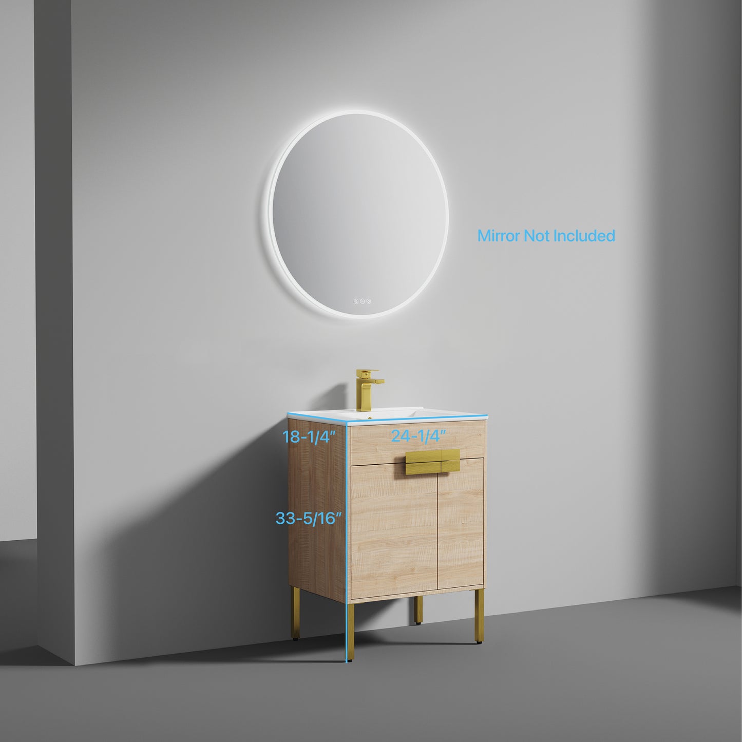 Bari 24" Freestanding Bathroom Vanity with Sink - Maple