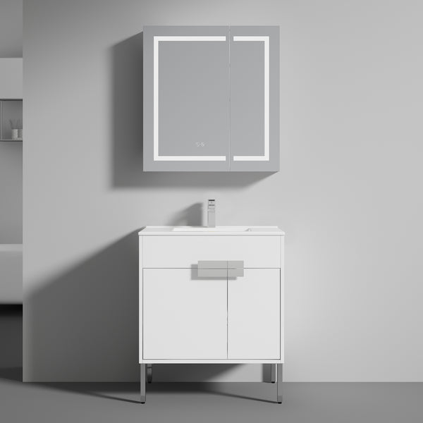 Bari 30 Freestanding Bathroom Vanity with Sink - Matte White