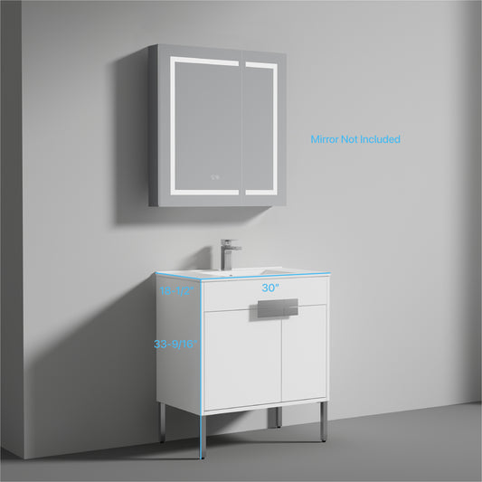 Bari 30" Freestanding Bathroom Vanity with Sink - Matte White