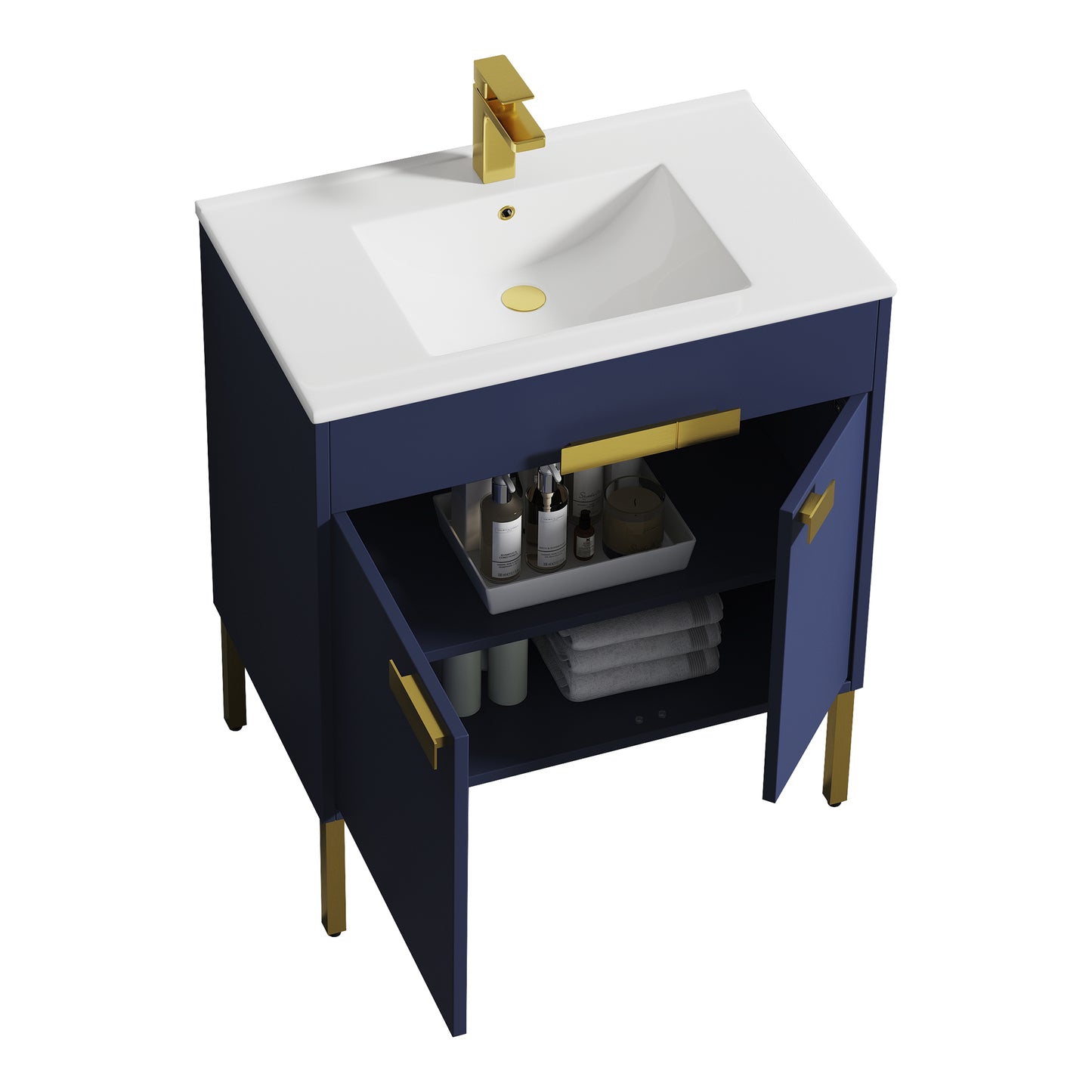 Bari 30" Freestanding Bathroom Vanity with Sink - Navy Blue