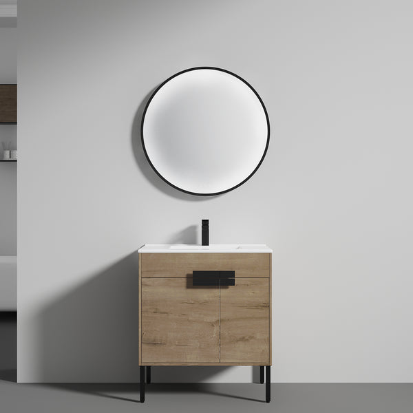 Bari 30 Freestanding Bathroom Vanity with Sink - Classic Oak