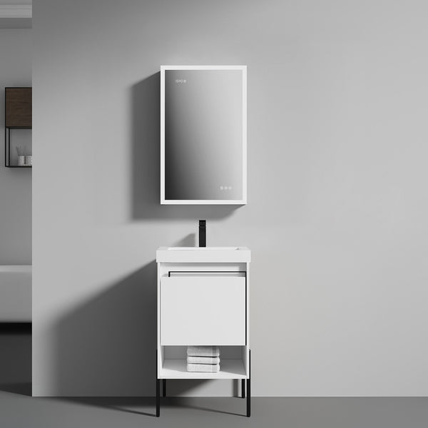 Turin Collection 20 Freestanding Bathroom Vanity with Acrylic Sink - Matte White