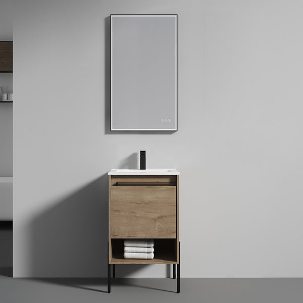 Turin 20 Freestanding Bathroom Vanity with Ceramic Sink - Classic Oak