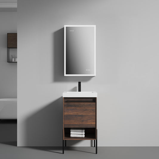 Turin 20" Freestanding Bathroom Vanity with Acrylic Sink - Cali Walnut