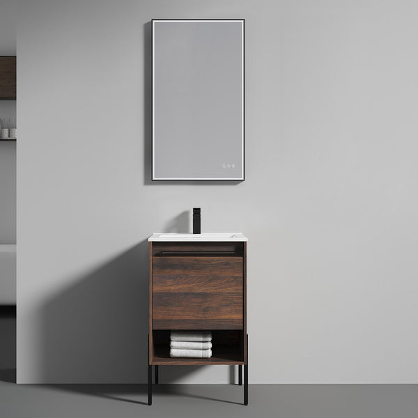 Turin 20 Freestanding Bathroom Vanity with Ceramic Sink - Cali Walnut