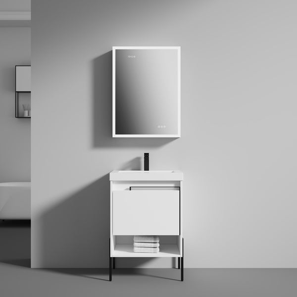 Turin 24 Freestanding Bathroom Vanity with Acrylic Sink - Matte White