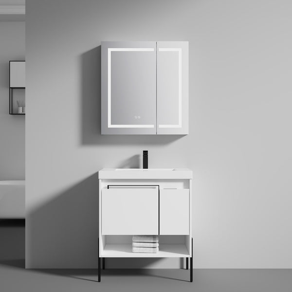 Turin 30 Freestanding Bathroom Vanity with Acrylic Sink - Matte White