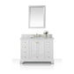 Audrey 48 in. Bath Vanity Set in White with 28 in. Mirror with Gold Finish Hardware