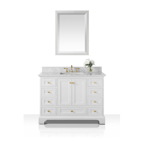 Audrey 48 in. Bath Vanity Set in White with 28 in. Mirror