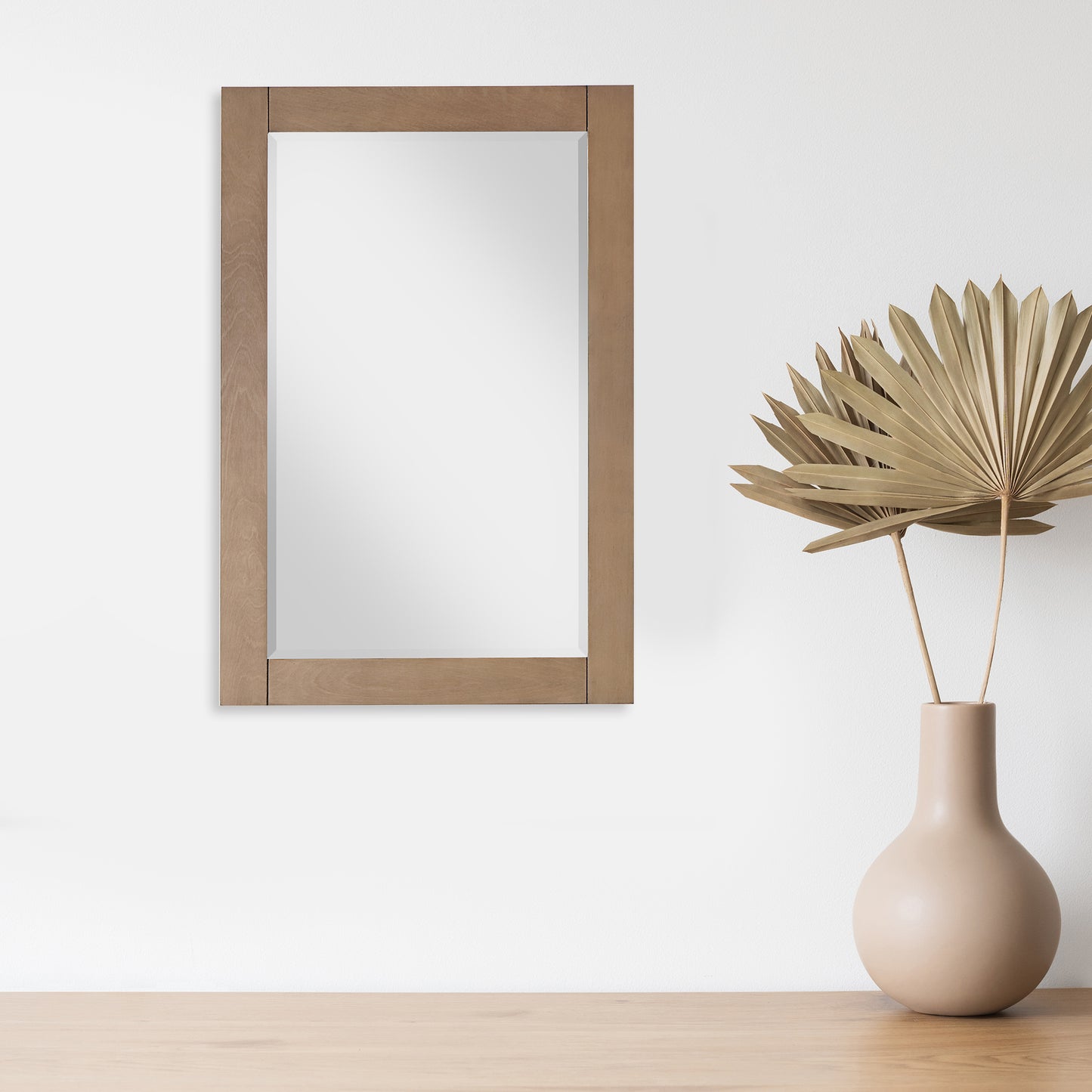 Ivy 24" Rectangular Bathroom Wood Framed Wall Mirror in Brown Pine
