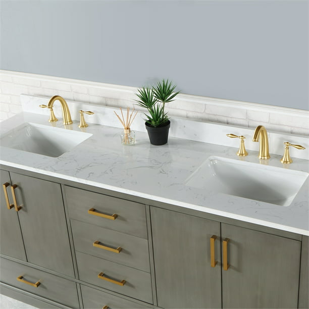 Monna 72" Double Bathroom Vanity Set in Gray Pine