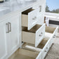 Isla 72" Double Bathroom Vanity Set in White and Carrara White Marble Countertop with Mirror
