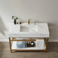 Bilbao 48" Vanity with Brushed-gold stainless steel bracket match with Snow mountain-white stone Countertop Without Mirror