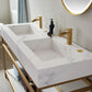 Bilbao 60" Vanity with Brushed-gold stainless steel bracket match with Snow mountain-white stone Countertop With Mirror