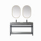 Bilbao 60" Double Vanity with Matte black stainless steel bracket match with Grey Sintered Stone Top and Mirror